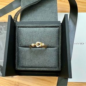 David Yurman 18K Petite Buckle Ring with Diamonds